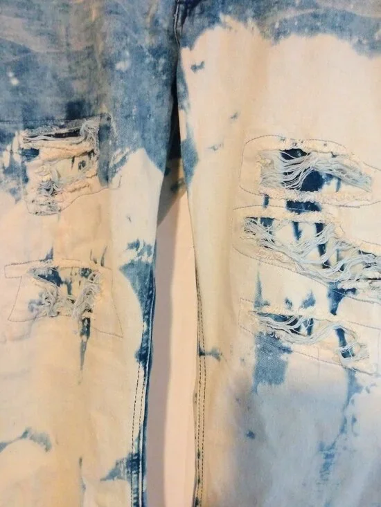 Reason Acid Wash Distressed Stretch Jeans Size Large Streetwear Y2K Urban Casual - Picture 3 of 8